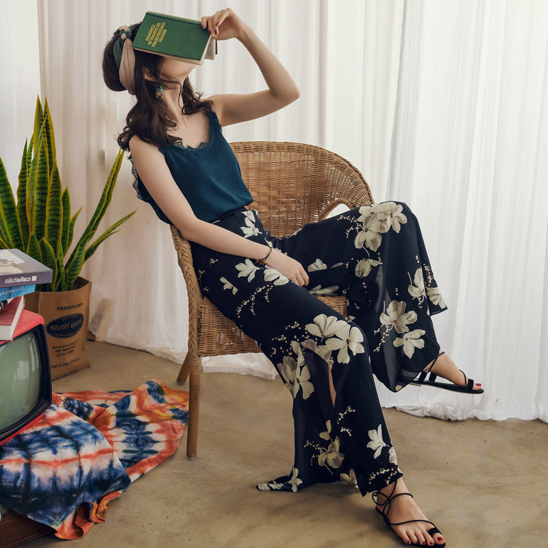 Women's Summer High Waist Retro Boho Loose Trousers