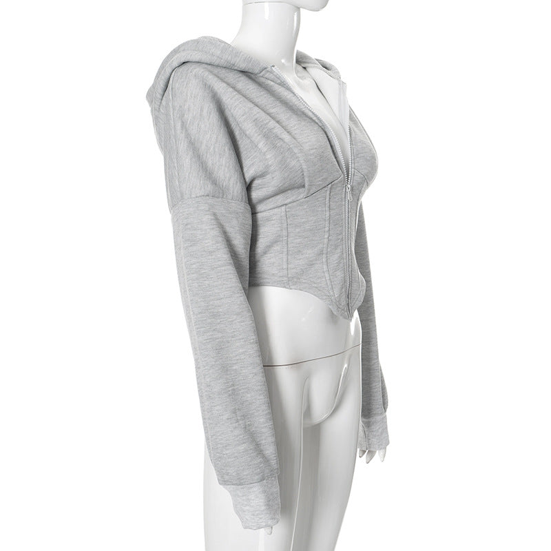 Zipper Hoodie Cardigan Y2K Ins Fashion Street Long Sleeve Corset Jacket Women Clothing
