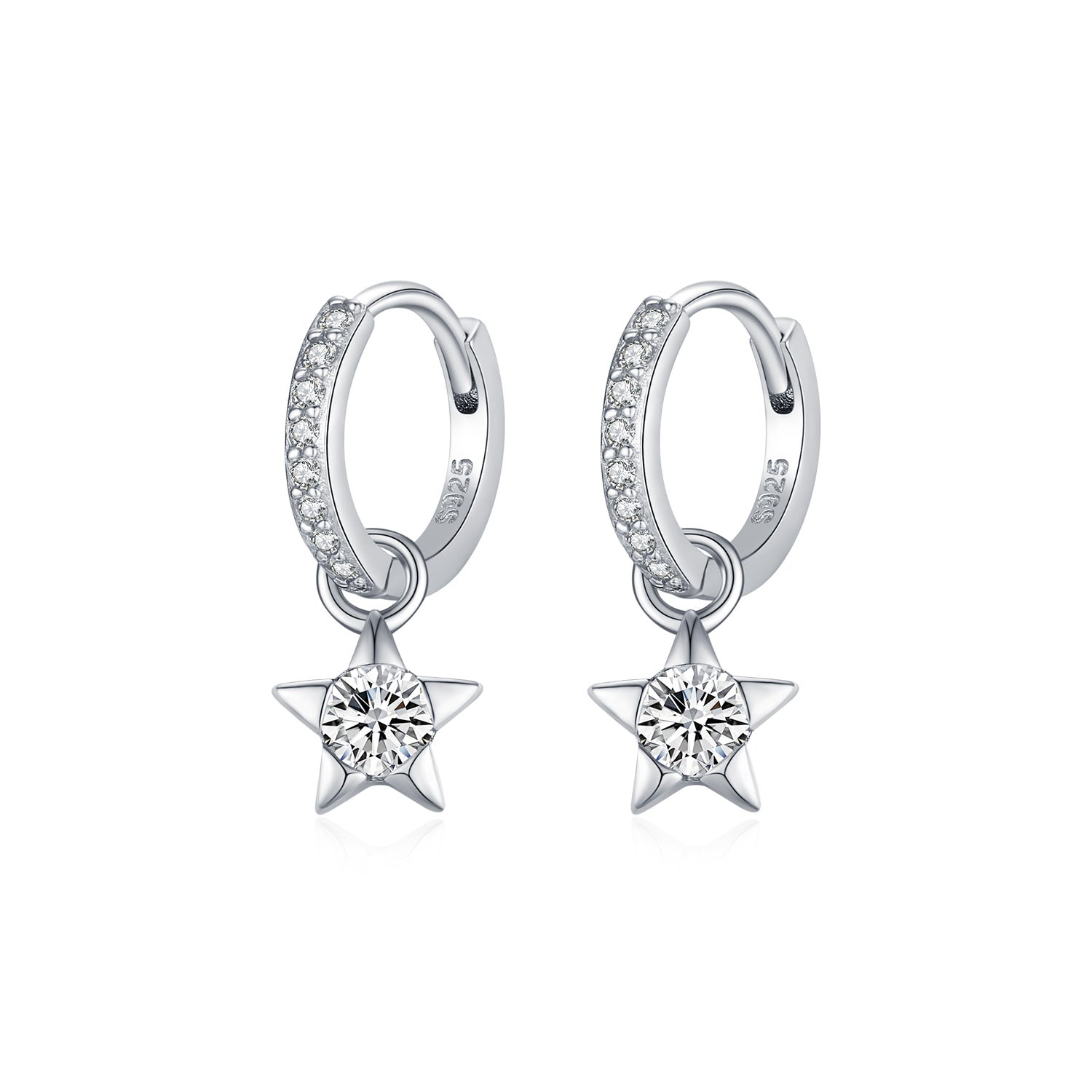 Mozan Diamond S925 Silver Trendy Commuter-style Diamond-studded Versatile Star Earrings