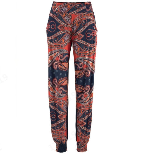 European And American Style Women Printed Pocket Casual Pants