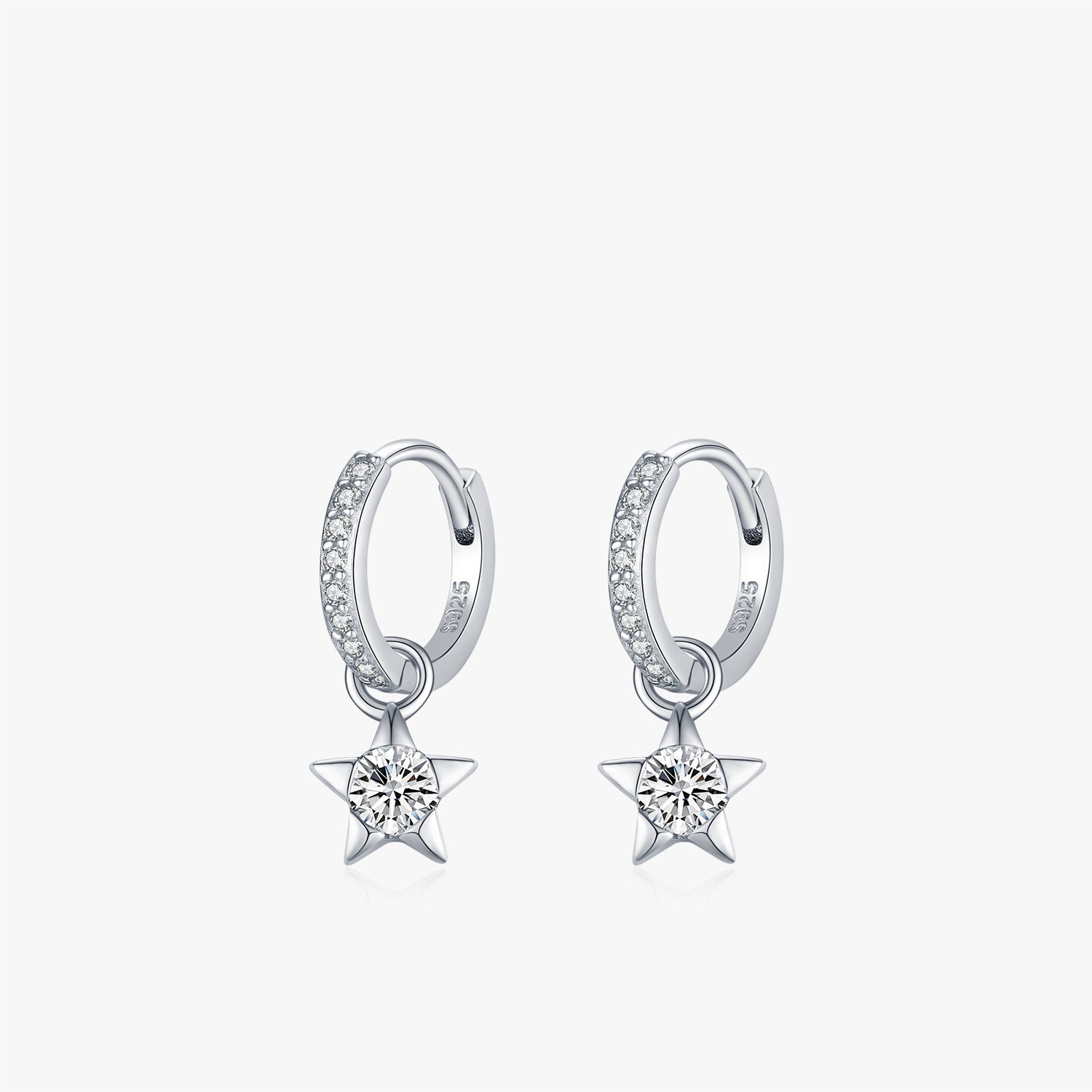 Mozan Diamond S925 Silver Trendy Commuter-style Diamond-studded Versatile Star Earrings
