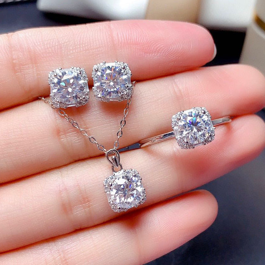 Female Simplicity Genuine Moissanite Earrings For Women